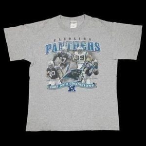 Vintage Y2K PANTHERS Carolina 2003 NFC Champion NFL Players Center Graphic Grey